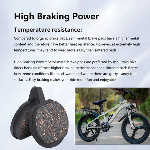 Pro Level Semi Metallic Disc Brake Pads For Mountain Bikes Delivering Dead Silent Braking And Rock Solid Control Heavy Duty Performance Compatible With Hayes Sole Mechanical Jak 5 B777 2 Pairs Total, showing semi-metal pads with textured surface.