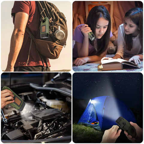 Two Pack Hand Crank Solar Powered Flashlights For Emergency Use Rechargeable LED Survival Torch With Dynamo Power Quick Snap Carabiner Carry Outdoor Gear Essentials For Camping And Hiking Green