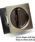 Front view of Privacy Pocket Door Lock And Pull In Stainless Steel 304 With Antique Brass Finish Emergency Unlock Feature