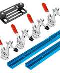 Two Pack 24 Inch Universal T Track Kit With Four Pro Grade Horizontal Quick Release Toggle Clamps And Mounting Plate For Woodworking