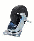 Heavy-Duty 3-Inch Polyurethane Caster Wheels, 110 Lbs Per Wheel with metal mount and locking brake, seen from an angle.