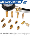 Jiimee fuel pressure tester kit with multi-size brass adapters and gauge for diesel engines