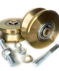 Slide Gate V Groove Caster Wheels Set 4 Inch Steel V Groove Rollers With Double Bearings 3000 LB Capacity Includes Screws Washers And Nuts