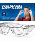 12 Pack Safety Glasses Over Eyeglasses With Anti Fog And Scratch Resistant ANSI Z87 Protective Eyewear for work and DIY projects