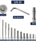 3/8-16 X 1-1/2 Inch Socket Head Cap Screws 20 Pack 304 Stainless Steel Full Thread Allen Drive Bolt Kit with hex spanner
