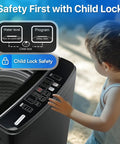 Safety features of Built Tough 27 Lbs Full Automatic Washer And Spinner Combo with child lock and control panel.