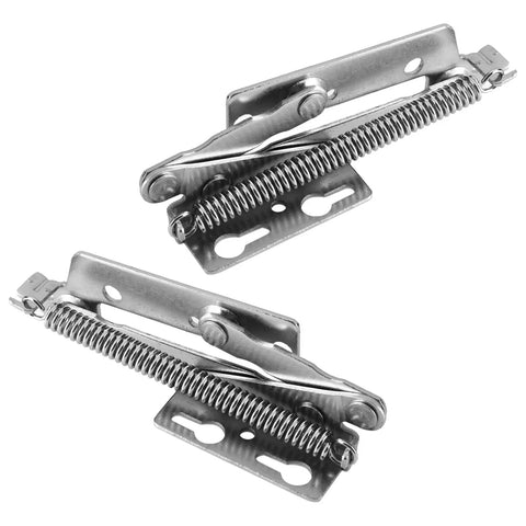Heavy-Duty 80-Degree Lift Up Cabinet Hinges for cabinets and folding sofa beds, stainless steel left and right plated finish hinge set shown