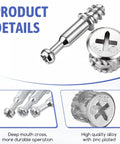 10 Piece Furniture Connecting Rods And 10 Cam Locks Set For Cabinets And Wardrobes, Zinc Alloy Cam Lock Fasteners close-up