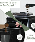 Grind And Brew 10-Cup Coffee Maker With Built-In Burr Grinder, Programmable Touch Screen, shown with coffee beans.