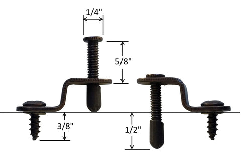 Bronzed Panel Retainer Clips For Glass Cabinet Doors With Thumb Screw Tool Free Adjustment Adjustable Offsets All Metal Construction