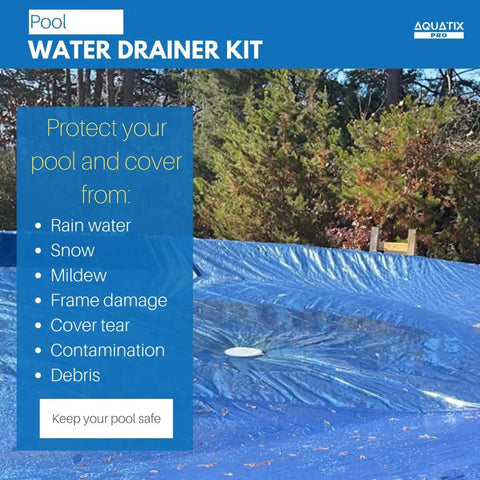 Pool Cover Drainer Kit For Above Ground Pools Premium Siphon With 16 Feet Hose And Pump showcased on pool cover