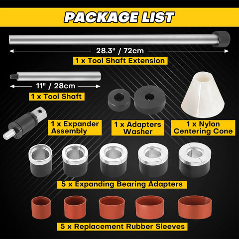 Cam Bearing Removal And Installation Tool Set Universal For Camshaft Bearings From 1.125 To 2.690 Inches package contents