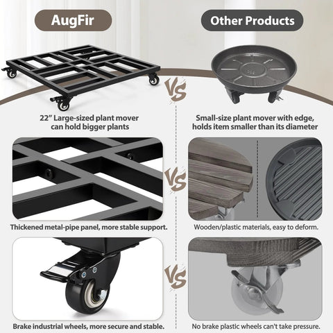 Comparison of 22 Inch Heavy Duty Plant Caddy With Four Wheel Rolling Metal Stand 600 Pound Capacity Square Plant Dolly against smaller mover