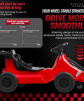 Red Electric Go Kart Drift Ride On Toy For Kids And Adults, 24V 7Ah Battery, side view, durable design with easy steering