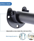 Beefy Heavy Duty Stainless Steel Closet Rod Brackets Set 1 Inch Diameter Black End Caps With Screws Rust-Resistant Curtain Rod Holder For Durable Closet Or Curtain Install 2 Pcs, black bracket holding 1-inch rod