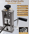 Heavy Duty Professional Grade Wire Stripping Machine That Shreds Thick Cables With No Sweat Manual Or Electric Drill Powered Cable Stripper Tool For Scrap Wiring And Dependable Jobs, showing aluminum alloy construction and adjustable handle.