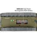 Underside view of Modified Edition 1/16 Scale M1A2 Abrams RC Tank showing 3800mAh battery and metal tracks.