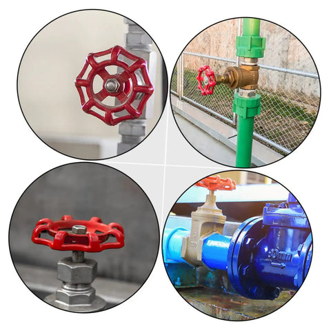 10 Pack Cast Iron Shutoff Hand Wheel Handles For Water Lines No Sweat Easy Open Close Operation Red Color Rugged Durable Sealing