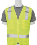 Hi Viz Lime Class 2 Safety Vest Made With Rock Solid Oxford Polyester Featuring A Heavy Duty Zipper Front And Kickass Pocket Organizers For All Day Road Job Sites In Large Size, front view.