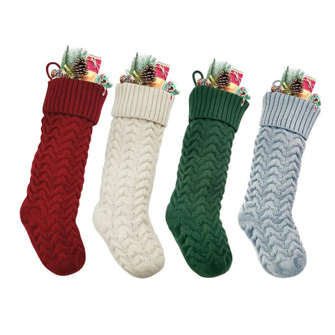 Cozy Knitted Christmas Stocking Gift Bags For Candy Treats And Small Gifts Door Window Wall Decor Holiday Stocking Decorations