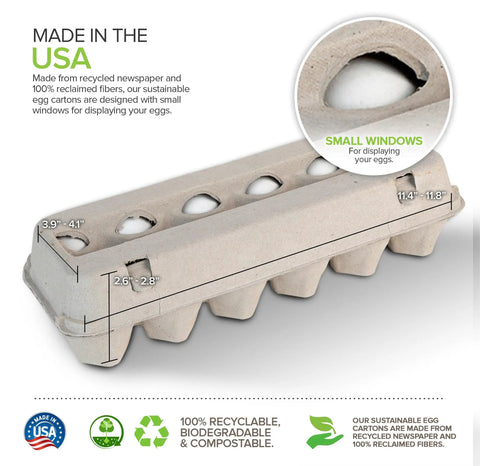Egg Cartons With Viewing Windows 15 Pack Holds 180 Eggs Eco Friendly Recyclable Pulp Fiber With 30 Sell By Date Labels diagram