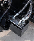 Close-up of hydraulic hoses on Workhorse Skid Steer Trencher Attachment With Beefy Steel Frame And Tungsten Carbide Teeth