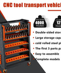 40 Taper CNC Tool Cart With Five Tier Rolling Stand And Wheels Mobile Tool Holder for CNC Lathes showing double-sided storage