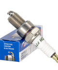 F7TC Spark Plug Replacement For NGK 3785 BP7ES Compatible With GX120 GX160 GX200 displayed on blue box