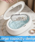 Four Pack Stainless Steel Ultrasonic Cleaner Baskets For Jewelry And Earrings Includes Two Large And Two Small Mesh Wash Baskets in use.