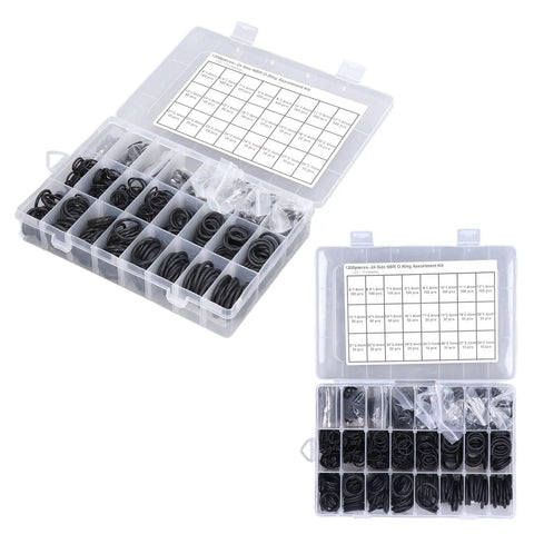 1200 Piece Nitrile Rubber O Ring Sealing Gasket Kit With 24 Common Sizes Black O Rings In A Handy Storage Box For Auto Home Industrial Hydraulic And Pneumatic Plumbing Leak Repairs Must Have Shop Grade Gear