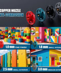 Copper nozzles for the Heavy Duty Brushless Cordless Paint Sprayer, sizes 1.0mm to 3.0mm for various painting projects.