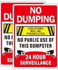 Heavy Duty 14X10 Inch No Dumping Signs 2 Pack Of Rustproof Aluminum Weather Resistant Warning Notice With 24 Hour Video Surveillance
