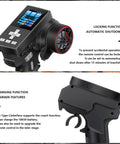8 Channel 2.4GHz RC Transmitter with Receiver showing locking function and charging port details