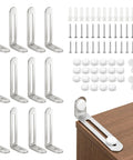 Boss Level 12 Pack Steel Furniture Anchors To Lock Down Anti Tip Wall Brackets For Dressers Cabinets Bookshelves TV Stands.