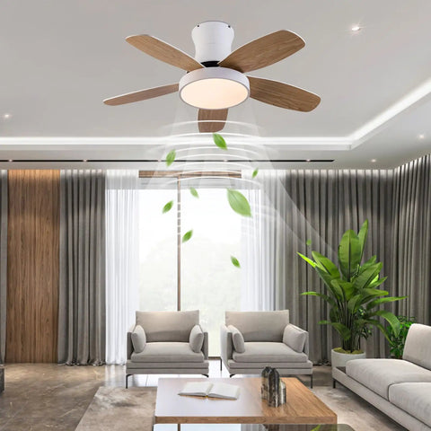 Ceiling Fan with Light 2200 Lumens 3 Color Temperature Flush Mount Indoor in a modern living room.