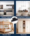 Heavy Duty Stainless Steel Furniture Connectors 10 Pack Built Like An Ox Corner Brackets displayed in modern kitchen and living room cabinets.
