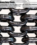 Close-up view of Heavy Duty Four Leg Chain Sling With Adjustable Grab Hooks For Engine Hoist And Industrial Crane Gear Crafted From Tough G80 Alloy Steel.