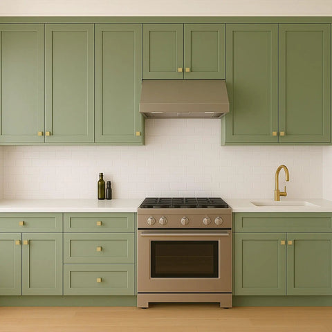 Solid Brass Square Cabinet Knobs In Brushed Gold Finish Five Pack For Kitchen Cabinets Bathroom Vanity Dresser And Closet Doors 1 3 16 Inch Easy Install Modern Hardware That Elevates Any Room on green kitchen cabinets.