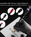 Wireless Tattoo Kit For Beginners All In One Rotary Pen Machine With 2 Batteries And Charger 20 Ink Cups 30ml Black Ink 7 Color Inks Gloves 10 Cartridge Needles Grip Cover Transfer Gel Practice Skin And Paper Sheets, black rotary pen on practice skin