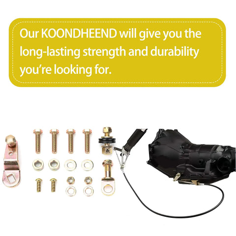 Adjustable Shifter Linkage Kit For GM Transmissions bolts to aftermarket steering columns with stainless cable and aluminum mount.
