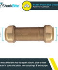 1 x 1 Inch Slip Coupling Push To Connect Brass Plumbing Fitting For Easy No Fuss Leak Repair Full Flow Performance Lead Free