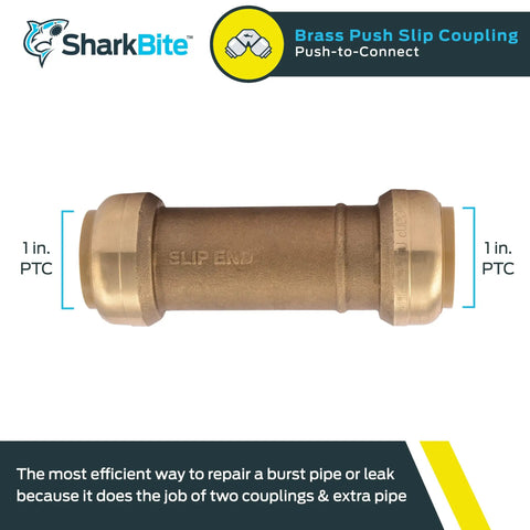 1 x 1 Inch Slip Coupling Push To Connect Brass Plumbing Fitting For Easy No Fuss Leak Repair Full Flow Performance Lead Free