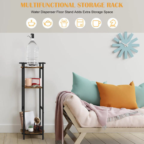 36.5 Inch Tall Freestanding Water Dispenser Stand With Multi Level Shelves For 1 To 5 Gallon Jugs Ceramic Water Bottle Holder