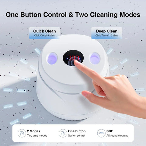Retainer Cleaner Machine With 45kHz Ultrasonic Cleaning And LED Digital Timer 200ml Capacity for dentures, showing control panel and modes
