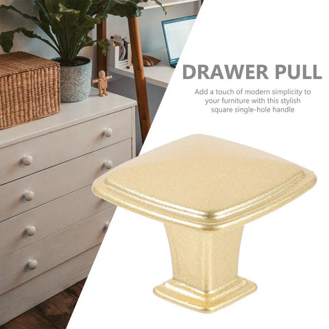 10 Pieces Metallic Cabinet Pull Handles Square Door Pulls Rust Resistant Slick Easy Install Modern European Style Drawer And Wardrobe Handles For Bookshelves And Bedside Tables, gold drawer pull close-up