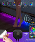 Motion Activated Under Bed Lights With 2x9.84 Ft RGB LED Strips Sensor Auto On In The Dark showing app control features