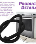 Washer Drain Hose Replacement Compatible With Maytag 1CWTW4 2DWTW 3DWTW 3LWTW 3NWTW4800 3SWTW4800 4GWTW 4GMVW 4KMVW 4KNTW 7MMVW Series Plug And Play No Fuss Install Flexible Hose For Quiet Leak Free Draining. Black flexible washer drain hose installed on a front-load washer.