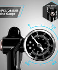 High Pressure Shock Pump Up To 400 PSI For Mountain Bikes Fork And Rear Suspension With Alloy Gauge And Air Bleed Fits Schrader Valve