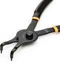 Close-up of 12 Piece Snap Ring Pliers Set With Straight, 45 Degree And 90 Degree Jaws For Deep Access, focused on the fixed tip
