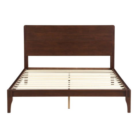 Total Game Changer Full Size Bamboo Platform Bed Frame With Extra Tall Headboard Heavy Duty Wood Slat Support Mid Century Modern Espresso Finish